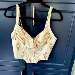 Cider Floral Pleated Corset Top NWOT